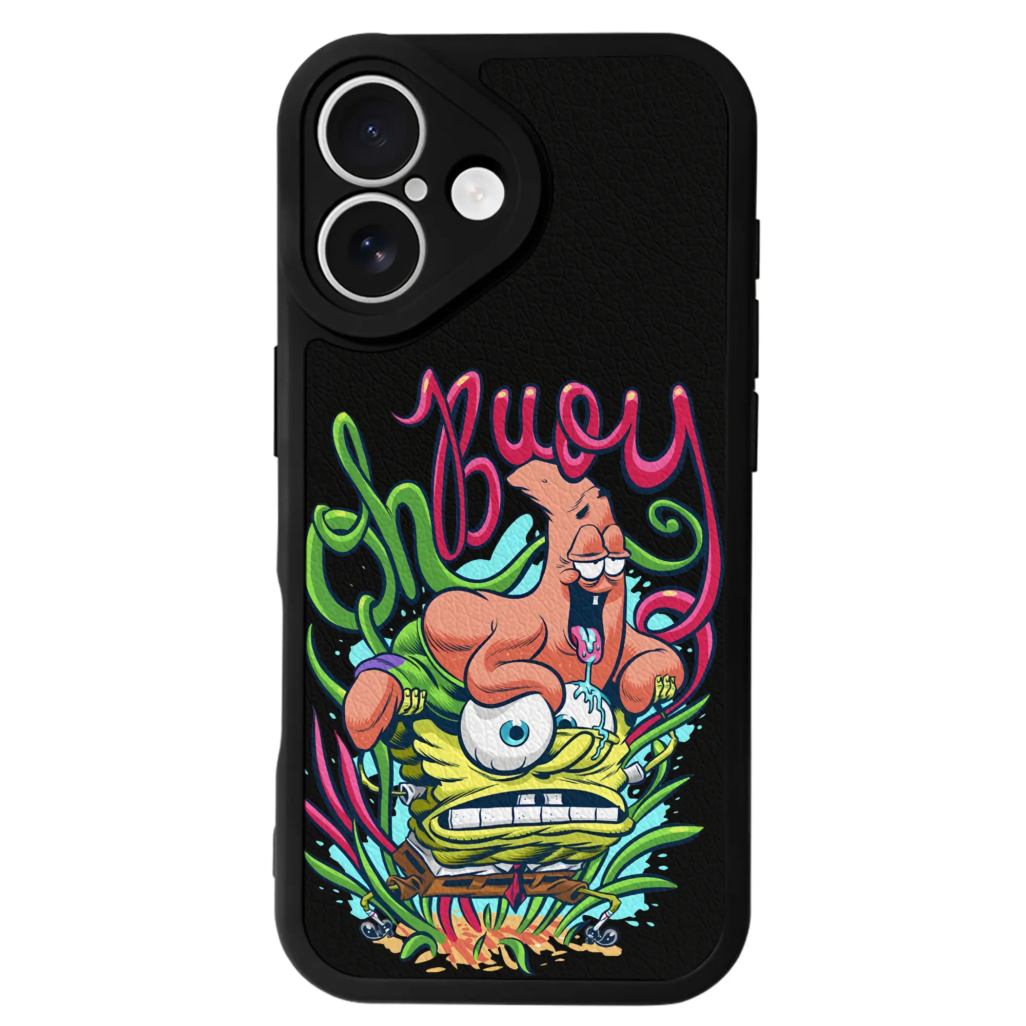 スポンジボブ グッズ スポンジボブ - IPhone 16シリーズ対応 ・ シリコンスマホケース ・ レザー調 ・ 高精度フィット ・ 耐衝撃 ・ ワイヤレス充電対応 ・ 精密カット